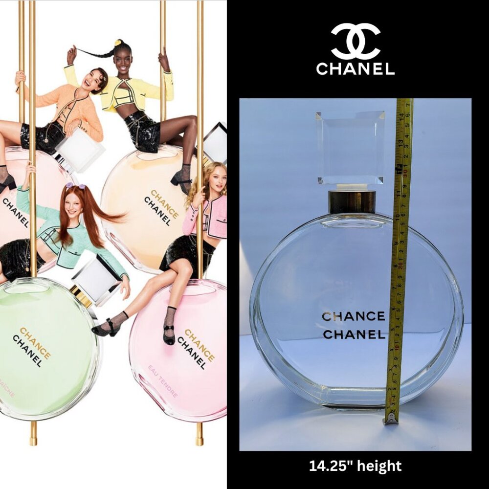 CHANEL CHANCE Large Factice Rare Vintage Display Glass Bottle with Stopper